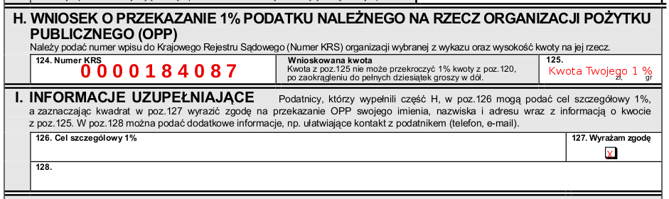 Jak prawidłowo wypełnić pit aby przekazać 1%